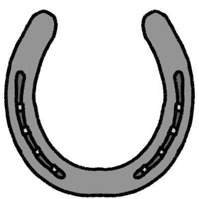 a grey horseshoe, the 'open' part facing up.